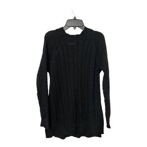 Bleu Gray Womens Sweater Black Crochet Knit Long Sleeve Sweater Size Small